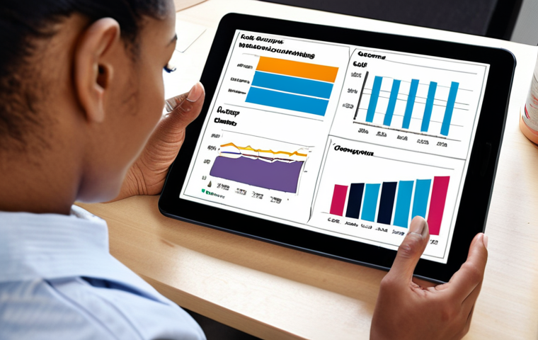 **A modern career counselor using a digital tablet to analyze job market trends with charts and graphs. The scene should emphasize digital literacy and data analysis in career counseling, with a diverse group of students in the background.**