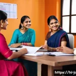 직업상담사 강의 후기 - A professional career counseling session scene featuring a diverse group of Indian adults in traditi...