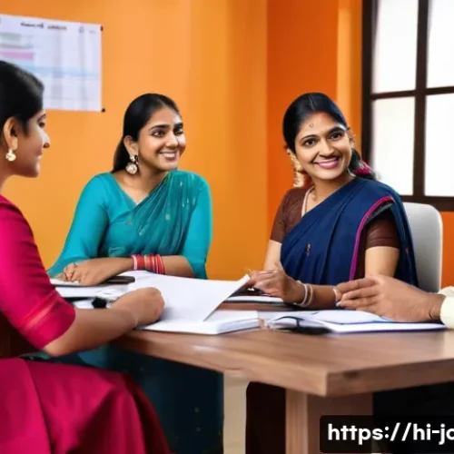 직업상담사 강의 후기 - A professional career counseling session scene featuring a diverse group of Indian adults in traditi...